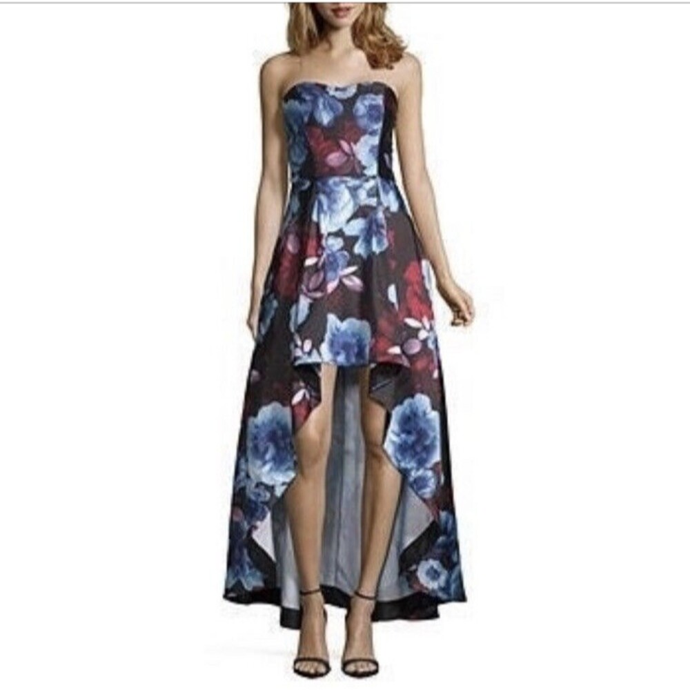Speechless High Low Strapless Floral Formal Prom Pageant Dress Junior Size 1 EUC